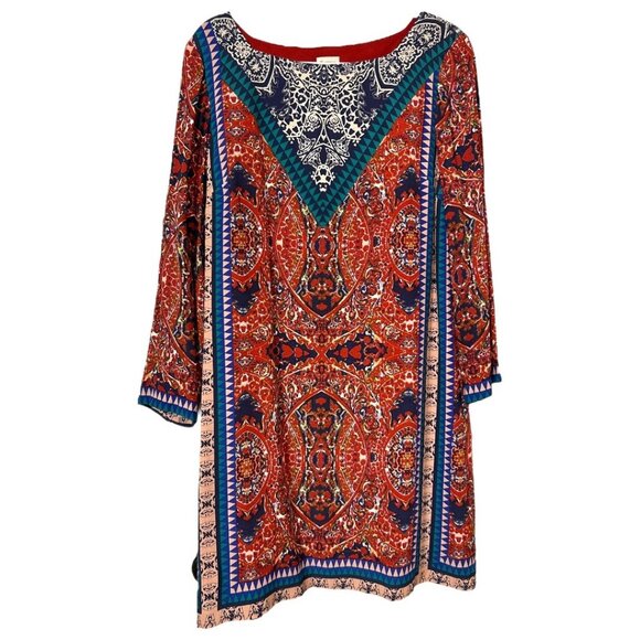 Cremieux Tunic Dress Multicolor 3/4 Sleeve - Size 12 - Picture 1 of 5